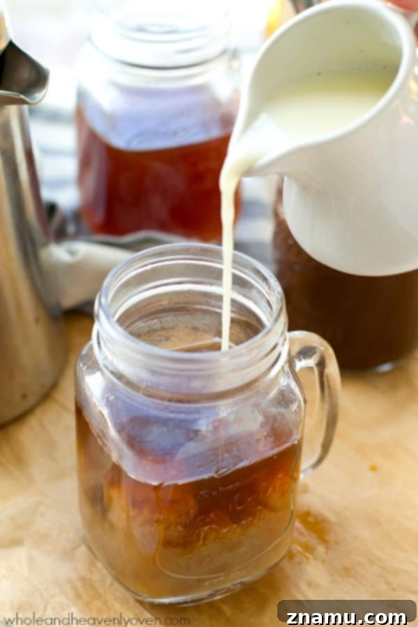 Easy 4-Ingredient Agave Mocha Coffee Syrup 8 Agave Mocha Coffee Syrup simmering gently in a saucepan.