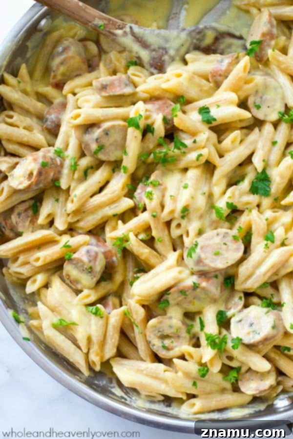 Harvest Pumpkin & Sausage Penne Alfredo 4 Creamy Pumpkin Sausage Pasta Dish