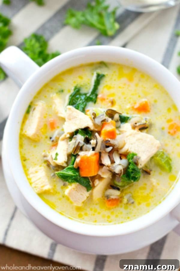 Creamy Turkey Wild Rice Revival 4 Ingredients for Creamy Turkey Wild Rice Soup simmering in a pot