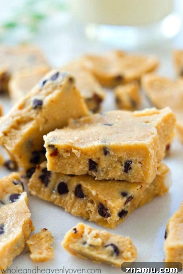Wholesome Cashew Butter Cookie Dough Bark 2 Deliciously healthy cashew butter cookie dough bark with chocolate chips