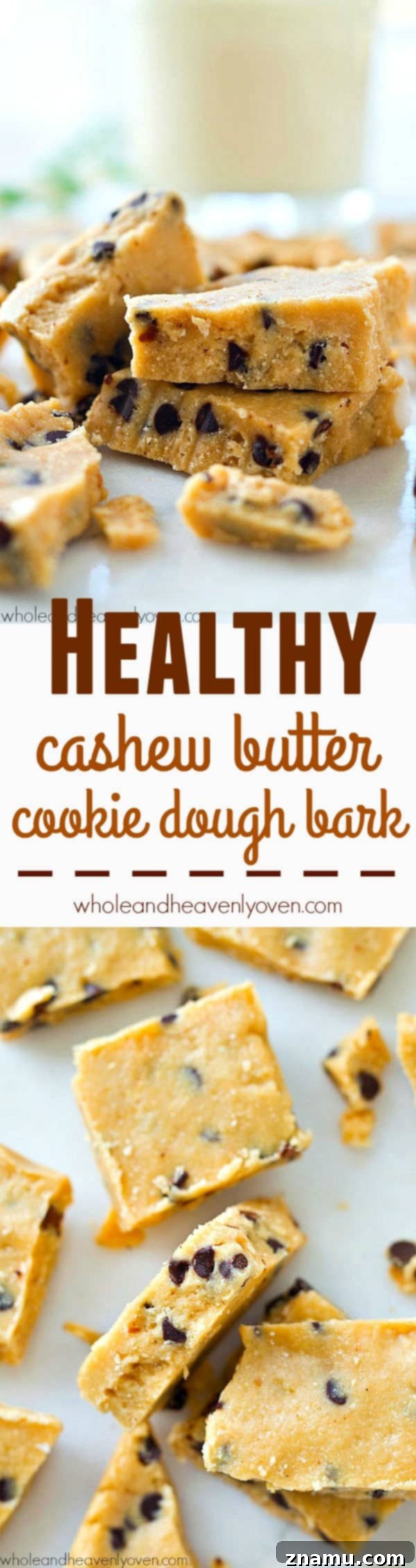 Wholesome Cashew Butter Cookie Dough Bark 9 A large batch of healthy cashew butter cookie dough bark ready to be cut