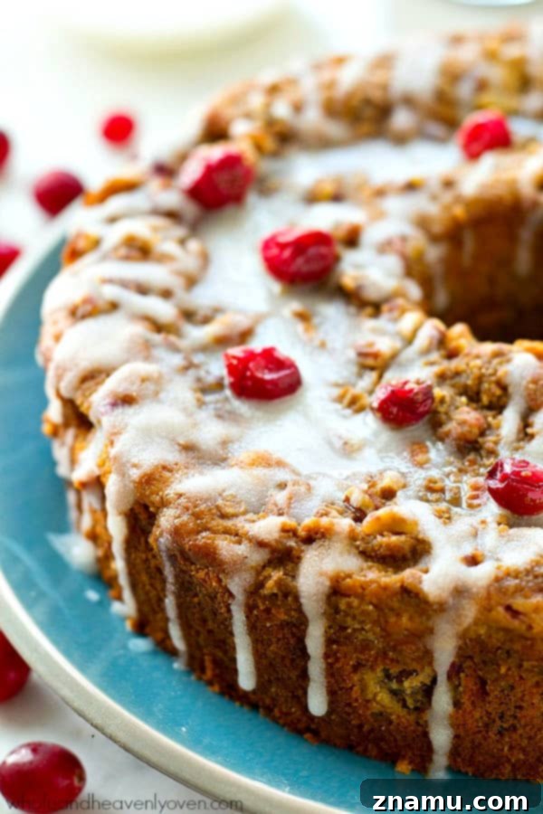 Cranberry Cheesecake Ripple Coffee Cake 5 Swirled with a luscious cheesecake filling and topped with streusel and lots of glaze, this cranberry cheesecake swirl coffee cake is the ultimately impressive holiday breakfast! @WholeHeavenly