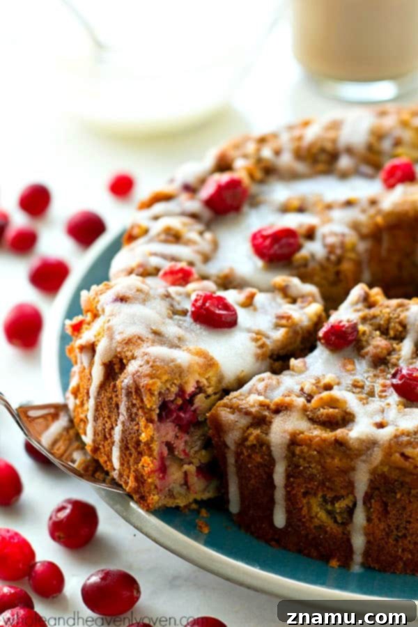 Cranberry Cheesecake Ripple Coffee Cake 6 Swirled with a luscious cheesecake filling and topped with streusel and lots of glaze, this cranberry cheesecake swirl coffee cake is the ultimately impressive holiday breakfast! @WholeHeavenly