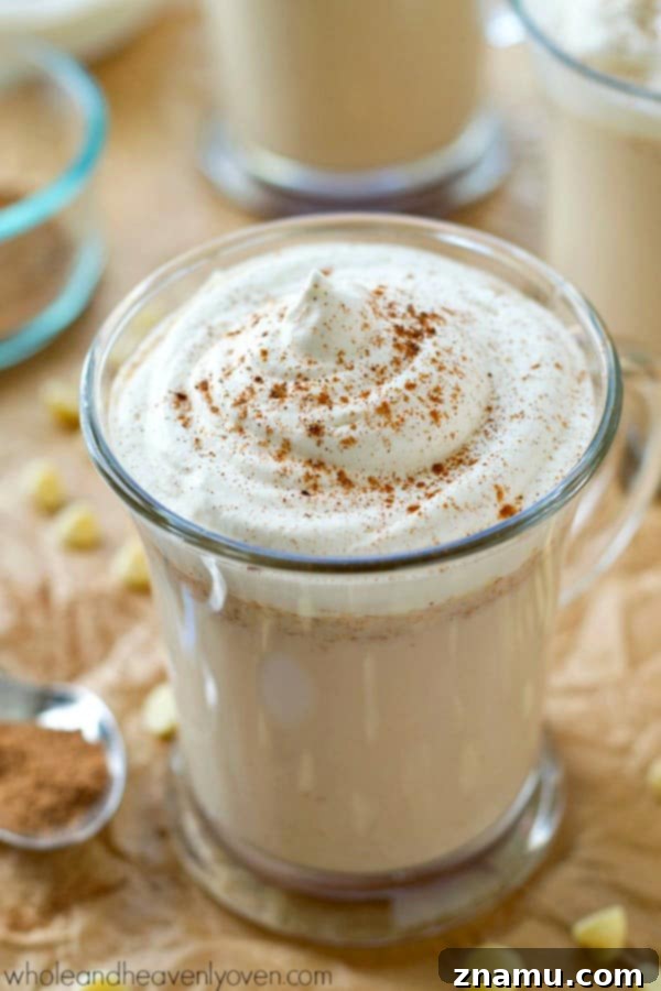 A festive holiday drink, this chai-spiced white hot chocolate is perfect for entertaining, effortlessly made in your slow cooker.