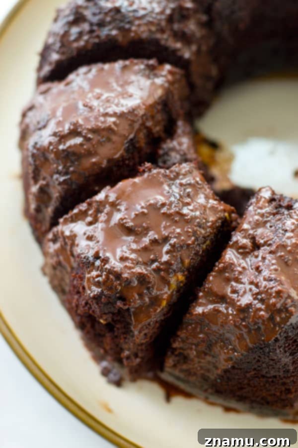 Festive Gingerbread Bundt with Citrus Glaze 10 Rich, fudgy chocolate bundt cake with decadent chocolate ganache glaze