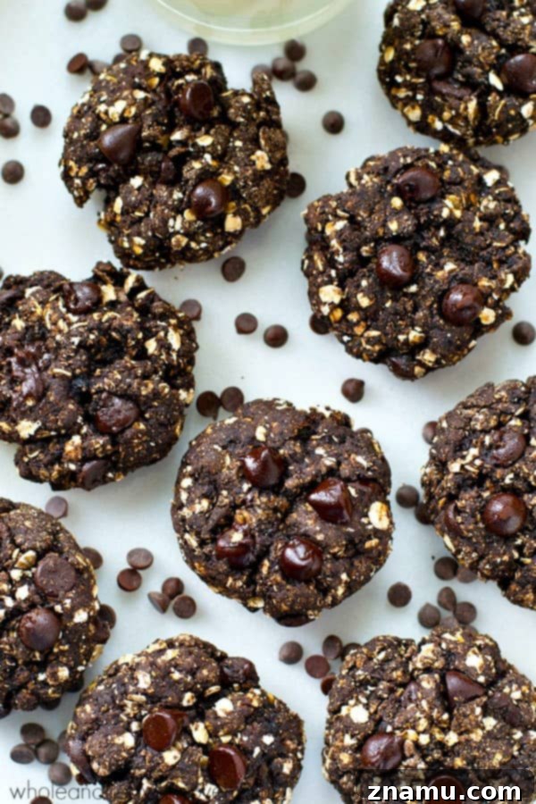 Delicious healthy double chocolate breakfast cookies on a cooling rack, freshly baked and ready to eat, perfect for a guilt-free morning.
