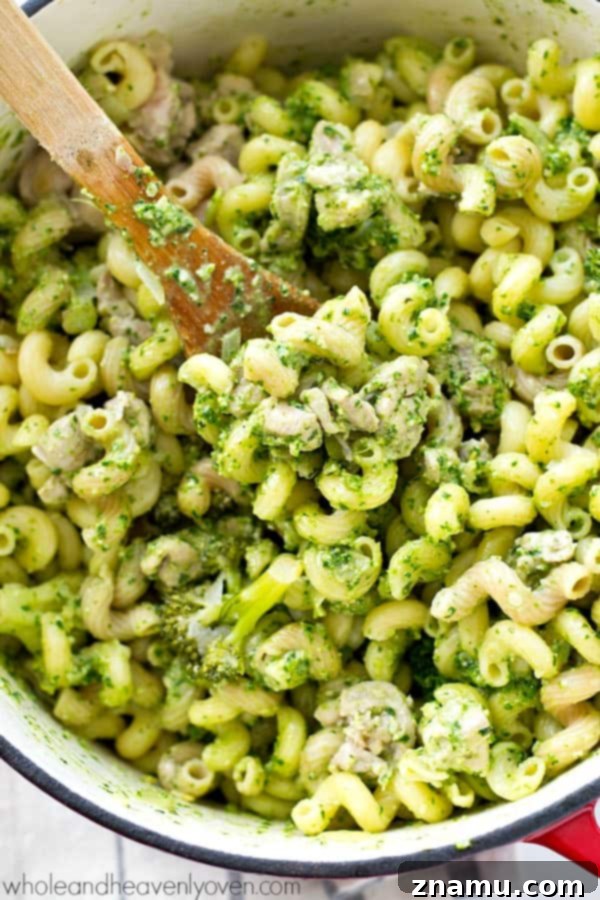 Fresh basil pesto sauce being prepared for pasta