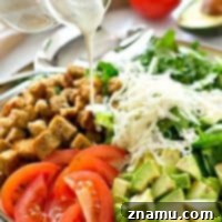 Avocado Spinach Caesar Salad with Lighter Buttermilk Dressing