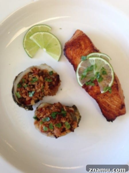 Sizzling Starts: My Culinary School Debut 6 Stuffed Oysters and Teriyaki Salmon