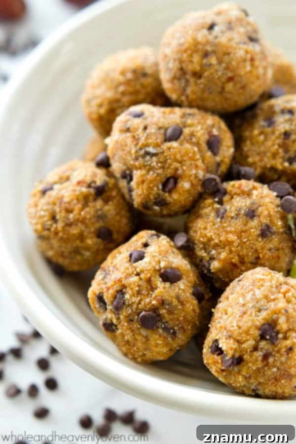 Delicious and healthy no-bake banana bread chocolate chip energy bites for sustained energy