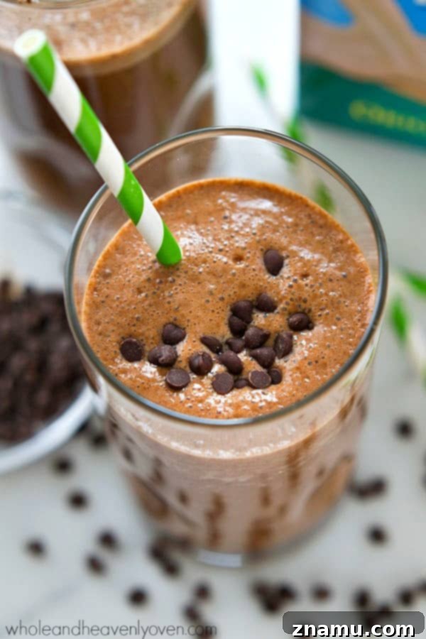 Rise and Shine Mocha Smoothie 2 Creamy Cafe Mocha Breakfast Smoothie, perfect for an energizing start to the day.
