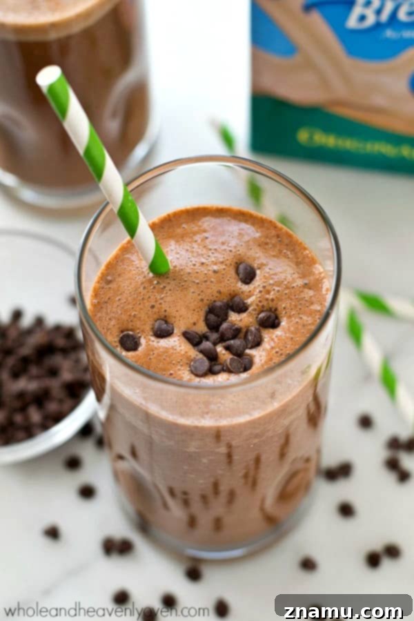 Rise and Shine Mocha Smoothie 4 Ingredients for a creamy cafe mocha breakfast smoothie blended to perfection.