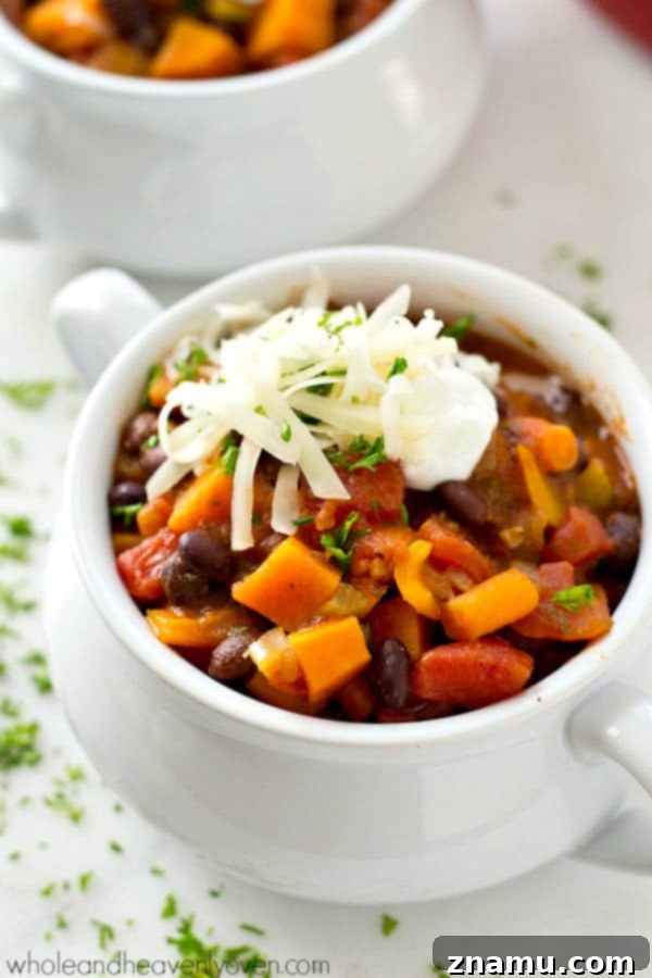 Quick Plant Based Chili 4 You won't even miss the meat at all in this super-flavorful veggie-packed vegetarian chili that comes together in only 30 minutes! Perfect for a healthier game-day dinner!