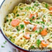 Creamy One-Pot Chicken Pot Pie Fettuccine 9 Unbelievably creamy fettuccine that tastes like chicken pot pie in pasta form! Made in one pot and ready for the dinner table in only 35 minutes.