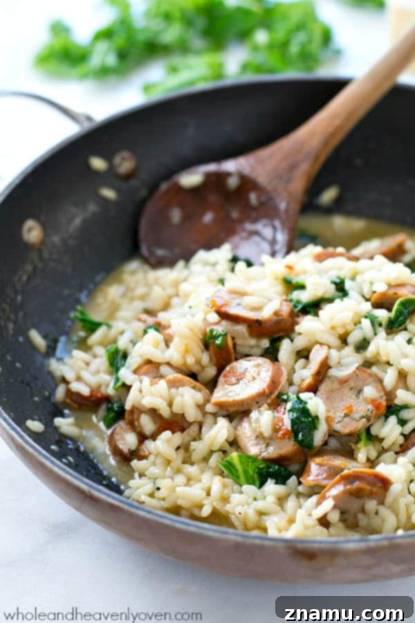 Creamy One-Pot Chicken Pot Pie Fettuccine 10 Creamy restaurant-style parmesan risotto loaded with plenty of sausage and kale, and made in one pot in only 30 minutes! Dinner is going to rock.