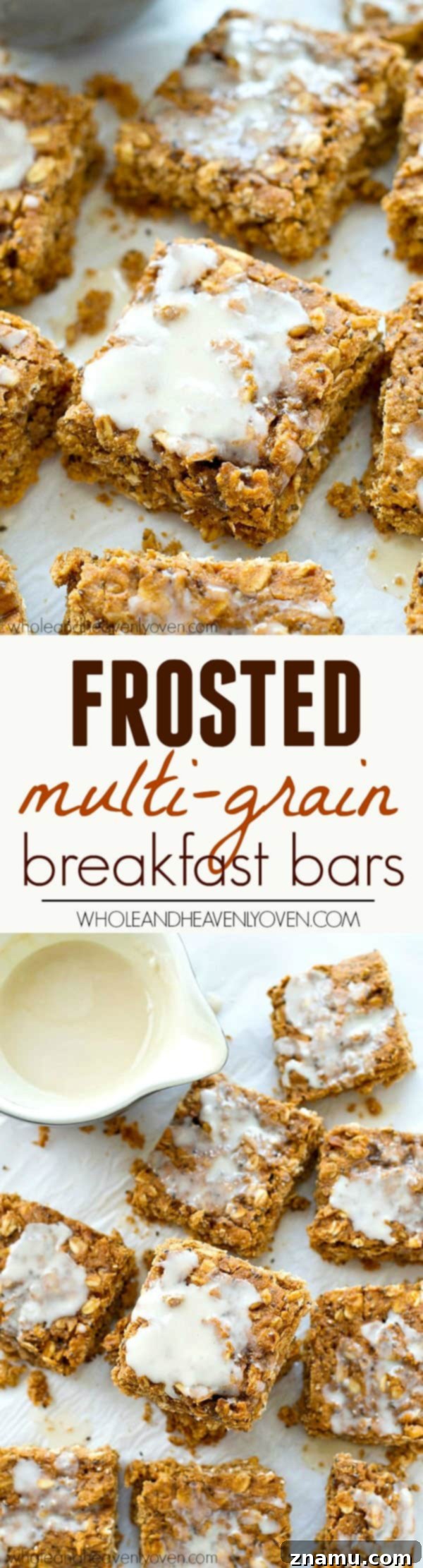 Frosted Multi-Grain: Your Perfect Morning Bite 8 An overhead shot of Frosted Multi-Grain Breakfast Bars arranged aesthetically, highlighting their frosted tops and wholesome appeal.