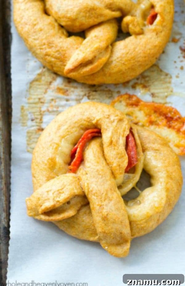 Unlock the World of Perfect Soft Pretzels 11 Pizza-stuffed soft pretzels overflowing with gooey cheese and pepperoni slices.