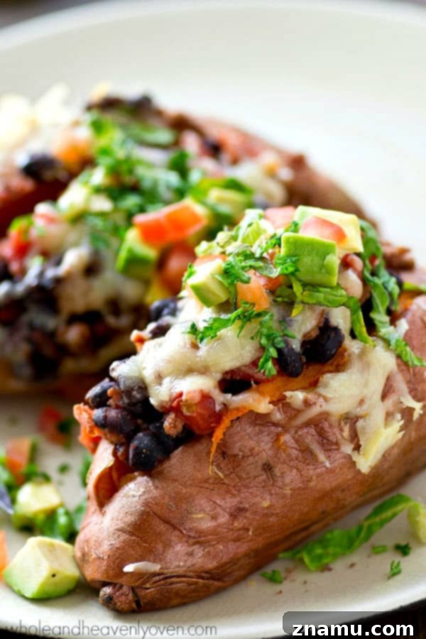 Fiesta Loaded Sweet Potato Shells 4 A selection of delicious crockpot taco sweet potatoes ready to be served