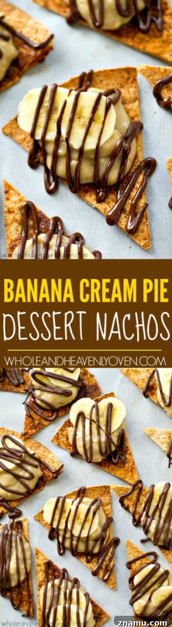 Banana Cream Pie Nacho Platter 8 A large platter overflowing with Banana Cream Pie Dessert Nachos, ready for a crowd.