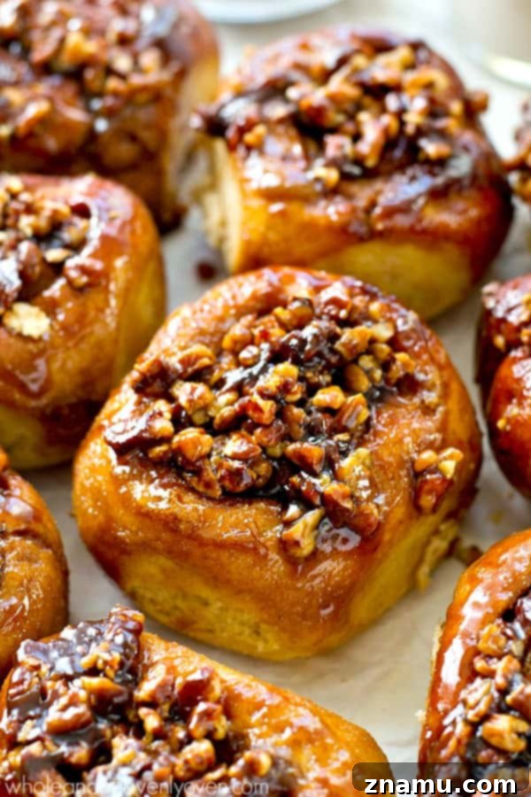 Irresistibly Gooey Overnight Pecan Sticky Buns 3 Fluffy homemade sticky buns ready for baking