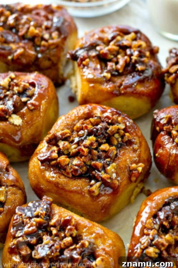 Irresistibly Gooey Overnight Pecan Sticky Buns 5 Freshly baked sticky buns cooling in the pan