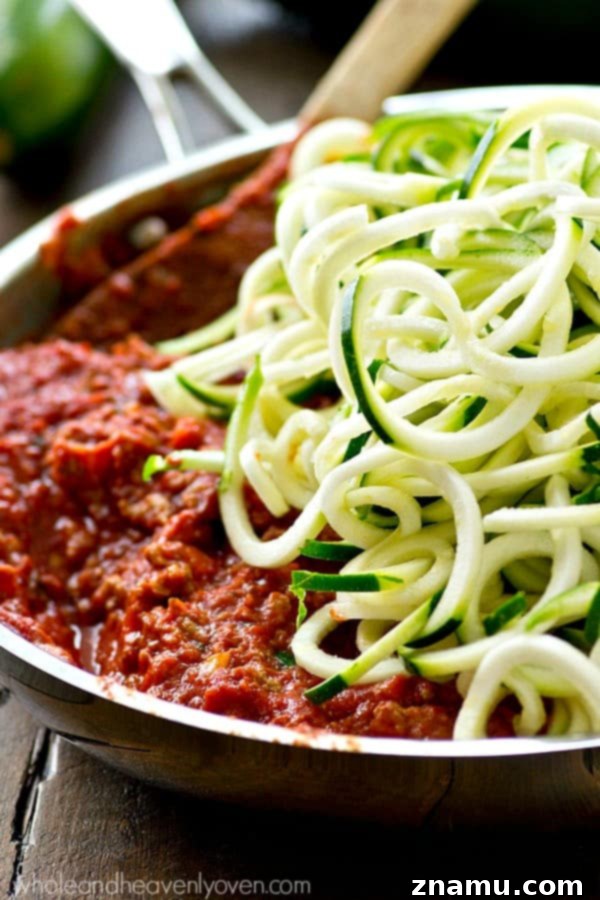 30-Minute Turkey Zoodle Bolognese 6 Fresh ingredients for turkey bolognese: garlic, onion, basil