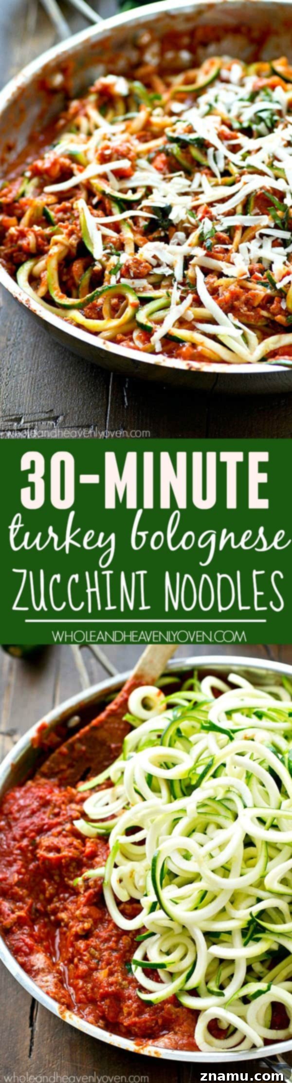 30-Minute Turkey Zoodle Bolognese 8 Close-up of finished Turkey Bolognese with Zucchini Noodles, ready to eat