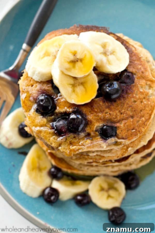 Banana Cream Pie Parfaits with Granola Crunch 9 Extra-fluffy blueberry banana oatmeal sour cream pancakes, a healthier twist on a classic breakfast favorite.