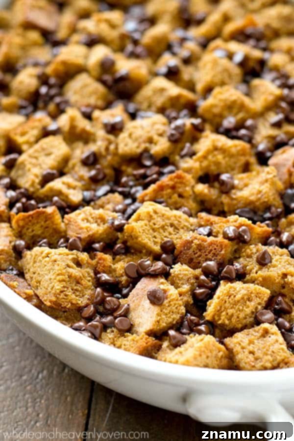 Warm Mocha Bread Pudding with Caramel Rum Drizzle 3 Top-down view of coffee bread pudding squares covered in rich caramel rum sauce, ready to be served.