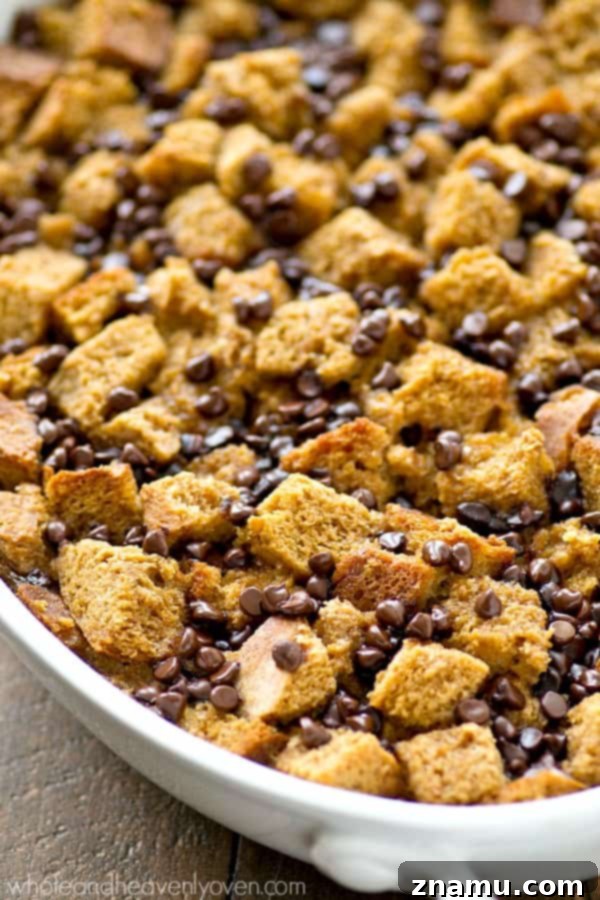 Warm Mocha Bread Pudding with Caramel Rum Drizzle 5 Individual serving of coffee-spiked bread pudding generously topped with dark, glossy caramel rum sauce and a sprinkle of chocolate.