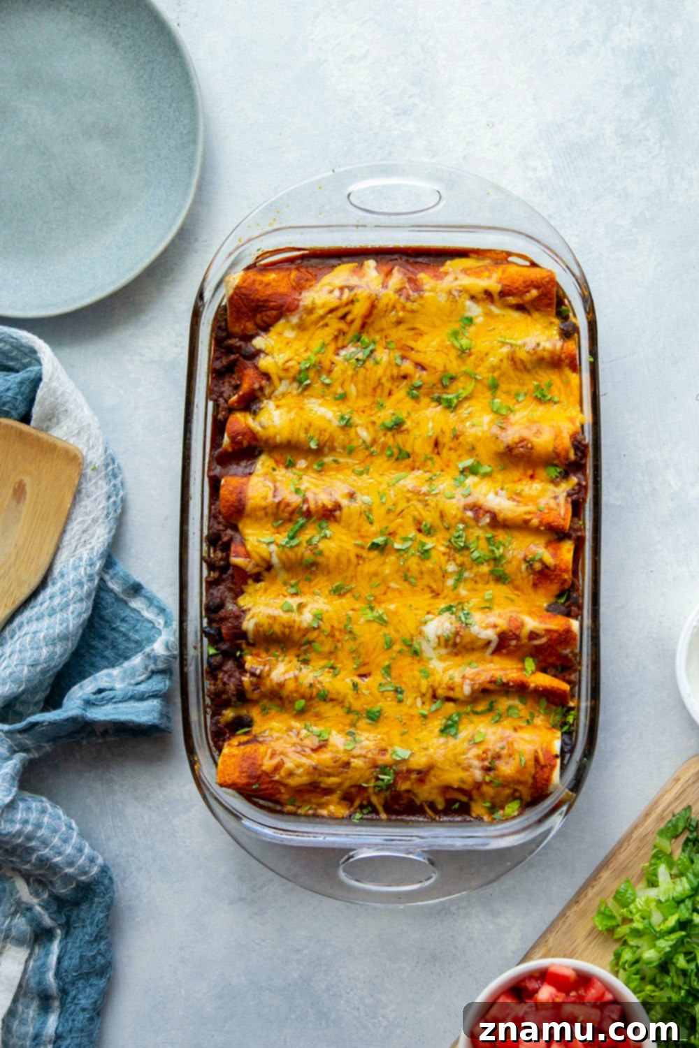 Ready-to-Bake Beef Enchiladas 4 Seriously the BEST beef enchiladas you will ever have in your life! Homemade enchilada sauce gives them so much flavor and they can be made way ahead of time for an easy dinner.