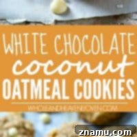 Chewy White Chocolate Coconut Oat Bliss 8 These ultimately-chewy oatmeal cookies are a texture-lover's DREAM! Lots of coconut, oats, nuts, and white chocolate all wrapped up into one addicting cookie.