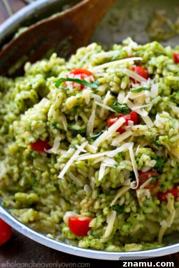 Creamy Pesto Risotto with Bursting Cherry Tomatoes 3 Extra-creamy and extra-flavorful classic risotto packed with lots of pesto and juicy cherry tomatoes!