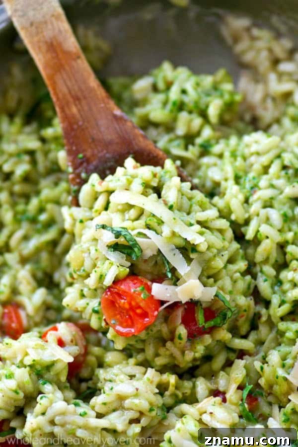 Creamy Pesto Risotto with Bursting Cherry Tomatoes 6 Extra-creamy and extra-flavorful classic risotto packed with lots of pesto and juicy cherry tomatoes!