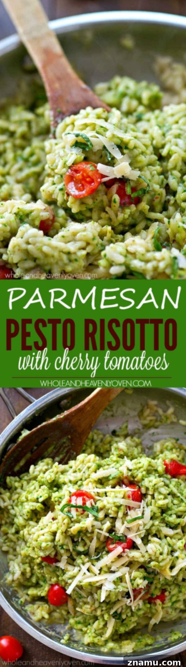 Creamy Pesto Risotto with Bursting Cherry Tomatoes 8 Extra-creamy and extra-flavorful classic risotto packed with lots of pesto and juicy cherry tomatoes!