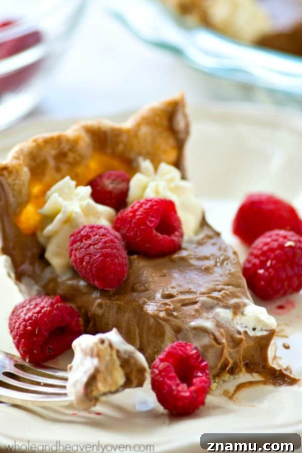Light French Silk Chocolate Pie 5 A whole Lighter French Silk Chocolate Pie, ready to be served.
