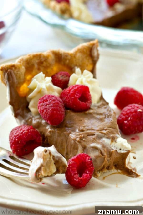 Light French Silk Chocolate Pie 7 A wider shot of the Lighter French Silk Chocolate Pie, inviting a taste.