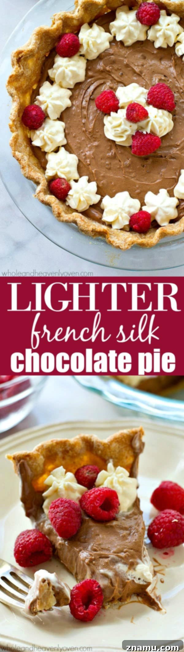 Light French Silk Chocolate Pie 8 The finished Lighter French Silk Chocolate Pie, a perfect dessert.