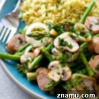 Balsamic Sausage, Asparagus and Mushroom Skillet 9 Balsamic Sausage, Asparagus, and Mushroom Skillet