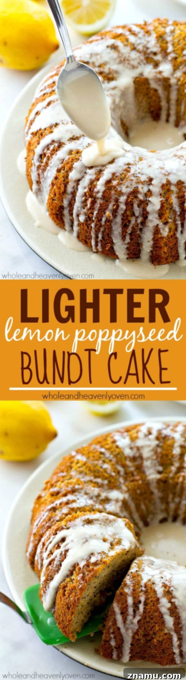 Airy Lemon Poppyseed Bundt Delight 7 Full display of the golden, glazed lemon poppyseed bundt cake, sitting majestically on a serving platter, inviting guests to enjoy this delightful spring treat.