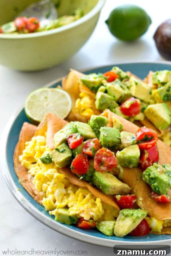 Gourmet Savory Crepes: Scrambled Eggs & Zesty Avocado Pico 2 Savory crepes filled with fluffy scrambled eggs and topped with vibrant avocado pico de gallo, perfect for a Cinco de Mayo breakfast or brunch.