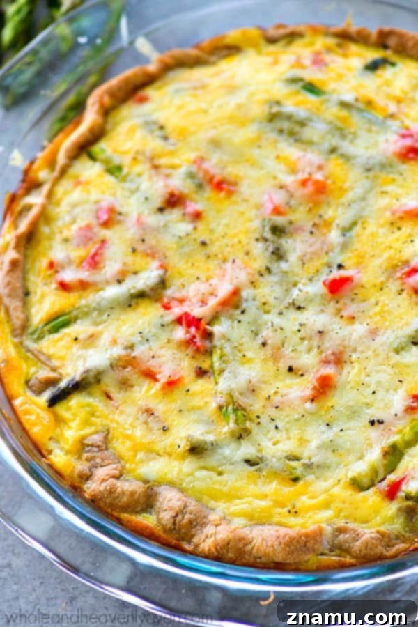 Perfect for a fancy brunch or just a lazy weekend breakfast, this spring veggie-loaded cheese quiche is the ONLY way you're going to want to eat your eggs!