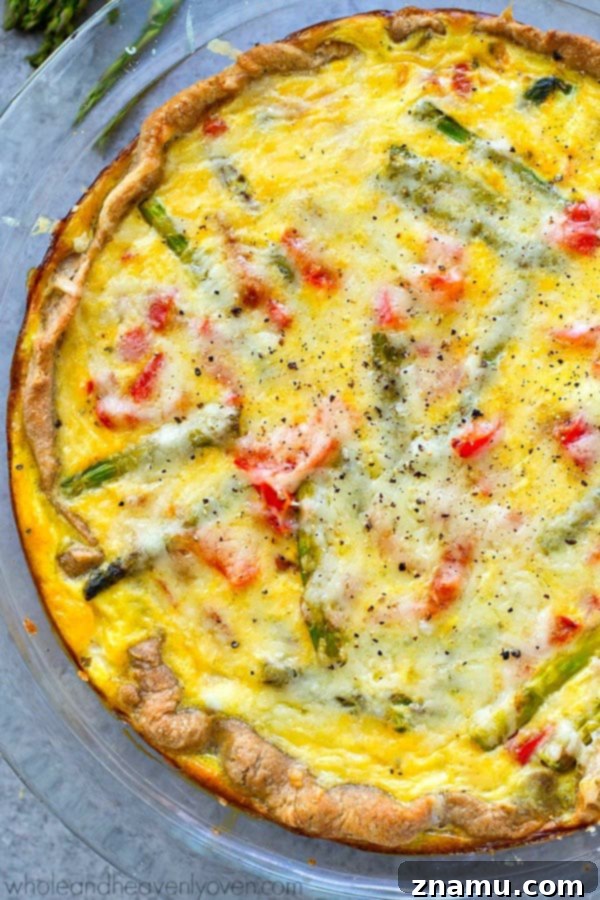 Perfect for a fancy brunch or just a lazy weekend breakfast, this spring veggie-loaded cheese quiche is the ONLY way you're going to want to eat your eggs!