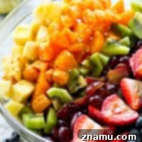 Vibrant Fruit Medley with Zesty Ginger-Lime Drizzle 9 This rainbow-style fruit salad is loaded with just about every fruit there is and a tangy ginger lime dressing takes the flavors over the top!---The perfect side dish for any spring or summer gathering.