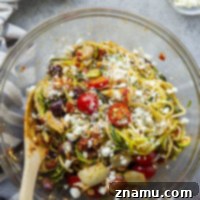 Sun-Drenched Mediterranean Zoodle Salad 8 Loaded with tons of fresh, healthy Mediterranean goodness and a flavorful sun-dried tomato dressing, this Mediterranean zucchini noodle salad will quickly become a favorite!