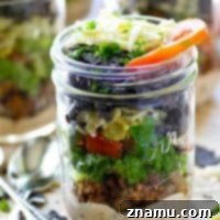 Layered Taco Salad in a Jar with Chipotle Ranch Dressing