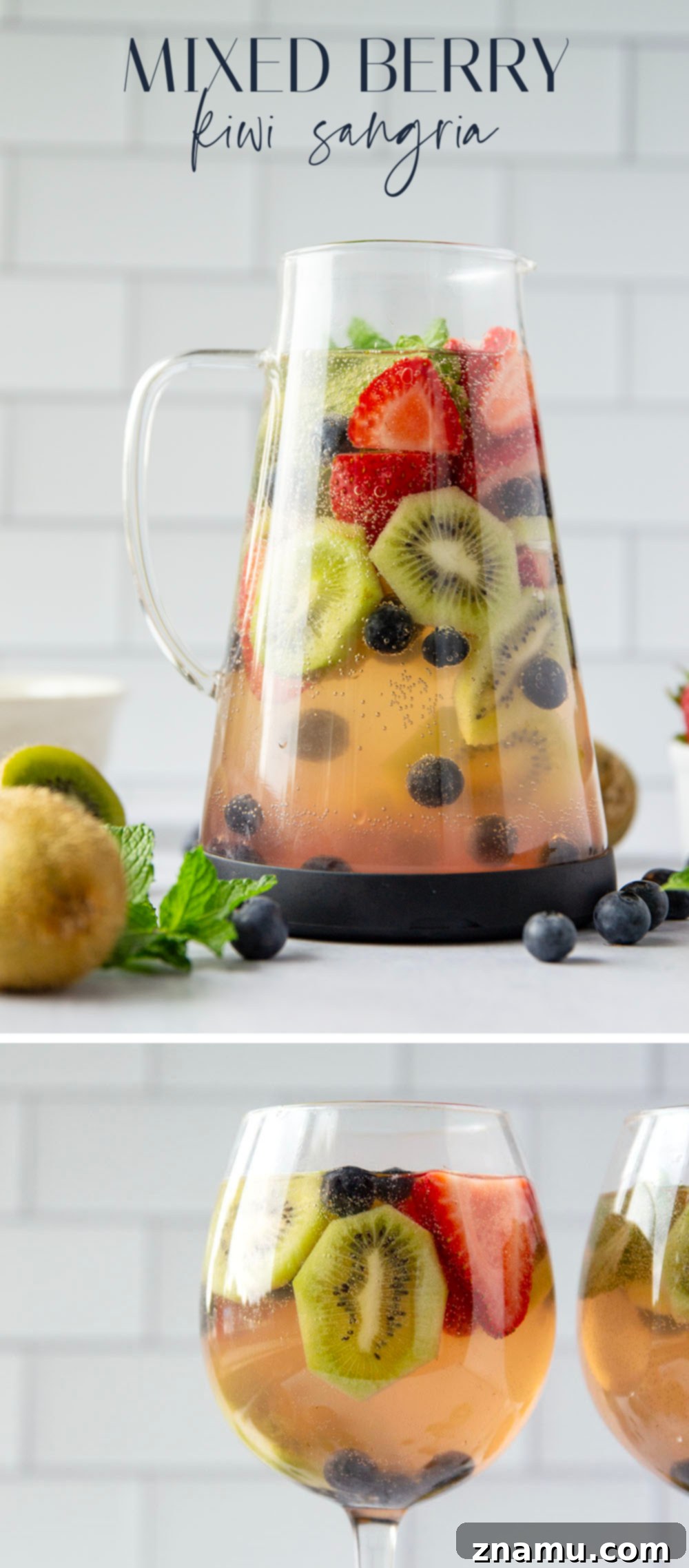 Berry Kiwi Bliss Sangria 7 This bubbly mixed berry kiwi sangria is so easy to make you'll find yourself making it all summer long! Perfect for entertaining or for just a casual weekend sipper.