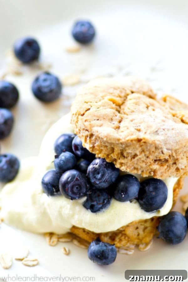 Berry Bliss Oat Shortcakes with Lemony Cloud Cream 7 Tender and buttery oat-packed biscuits are filled with tons of zingy lemon whipped cream and piled high with beautiful fresh blueberries for a simple, yet stunning summer dessert.
