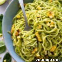 Creamy Avocado Pesto Spaghetti with Smoky Grilled Corn 9 Avocado Pesto Spaghetti with Grilled Corn