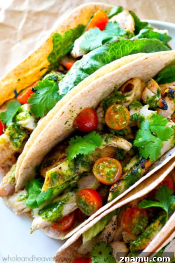 Chargrilled Greek Chicken Tacos with Fresh Herb Chimichurri 2 Flavorful grilled chicken tacos with Greek marinade and zesty chimichurri sauce, perfect for summer dinners.